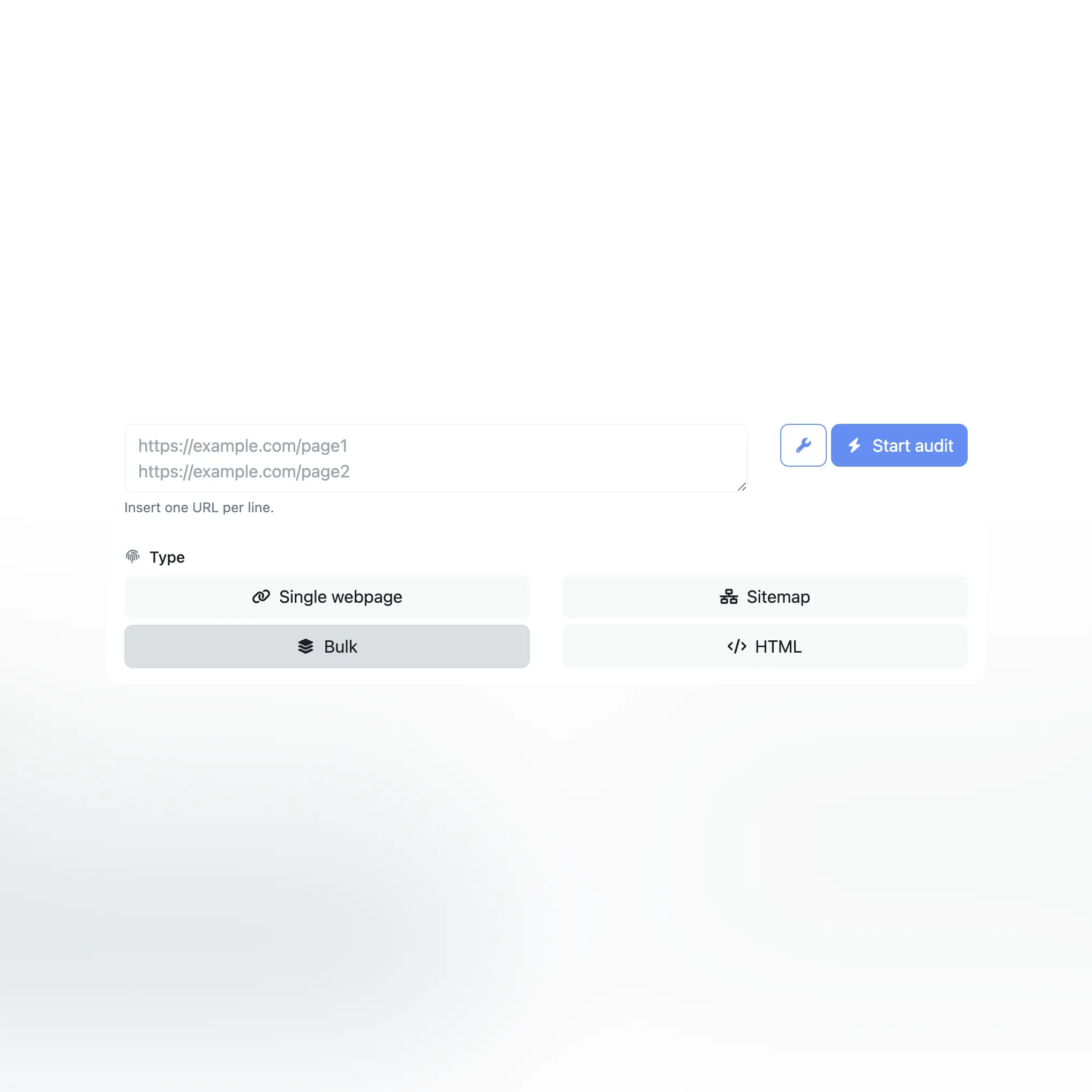 Zrzut ekranu formularza generatora audytu aplikacji